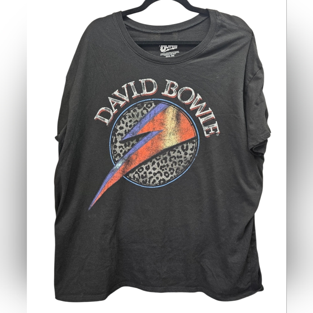 David Bowie Graphic‎ T-Shirt Black Leopard Lightning Bolt XXXL 22 Plus Size Tee